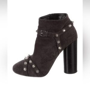 Balenciaga Suede Graphic Print Booties